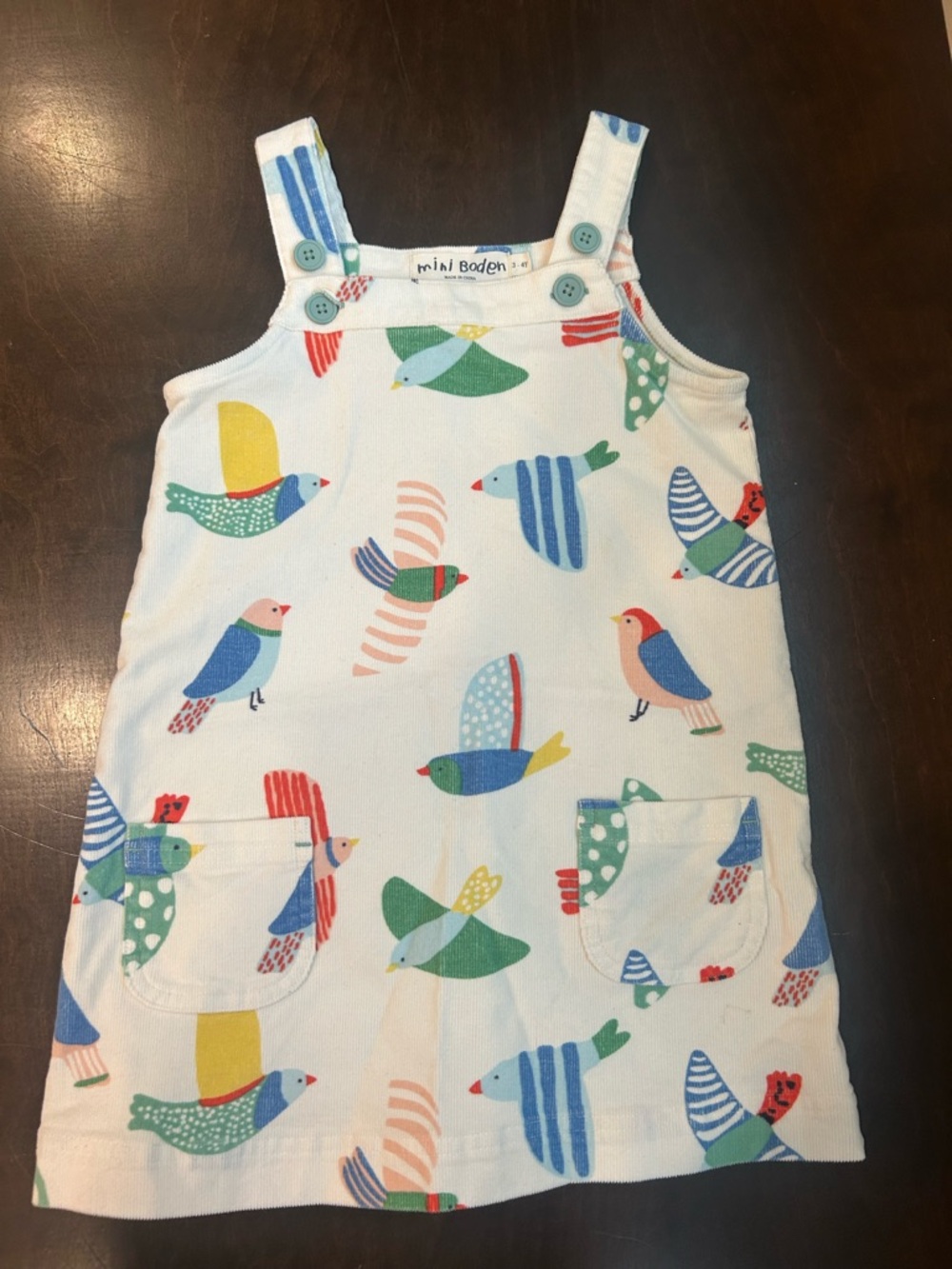 Mini we White Bird Print Sundress with Multi-Color Birds